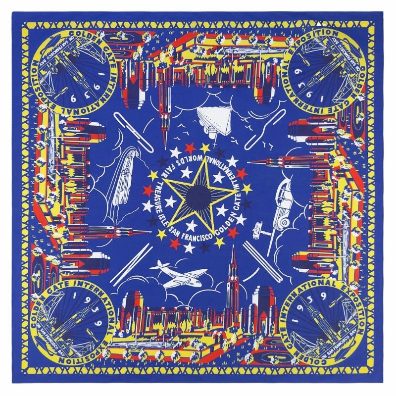 21'' Бандана-платок на голову с узором «Золотые ворота» для женщин и мужчин, квадратный тюрбан, платок на голову, панк повязка на голову, головной убор