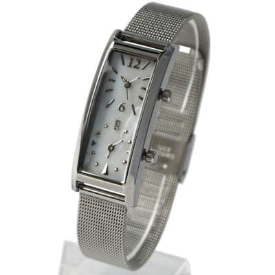 GRANDEUR Часы Dual Time из нержавеющей стали с тонким сетчатым ремешком GSX048W11, легкие, 45 г, женские