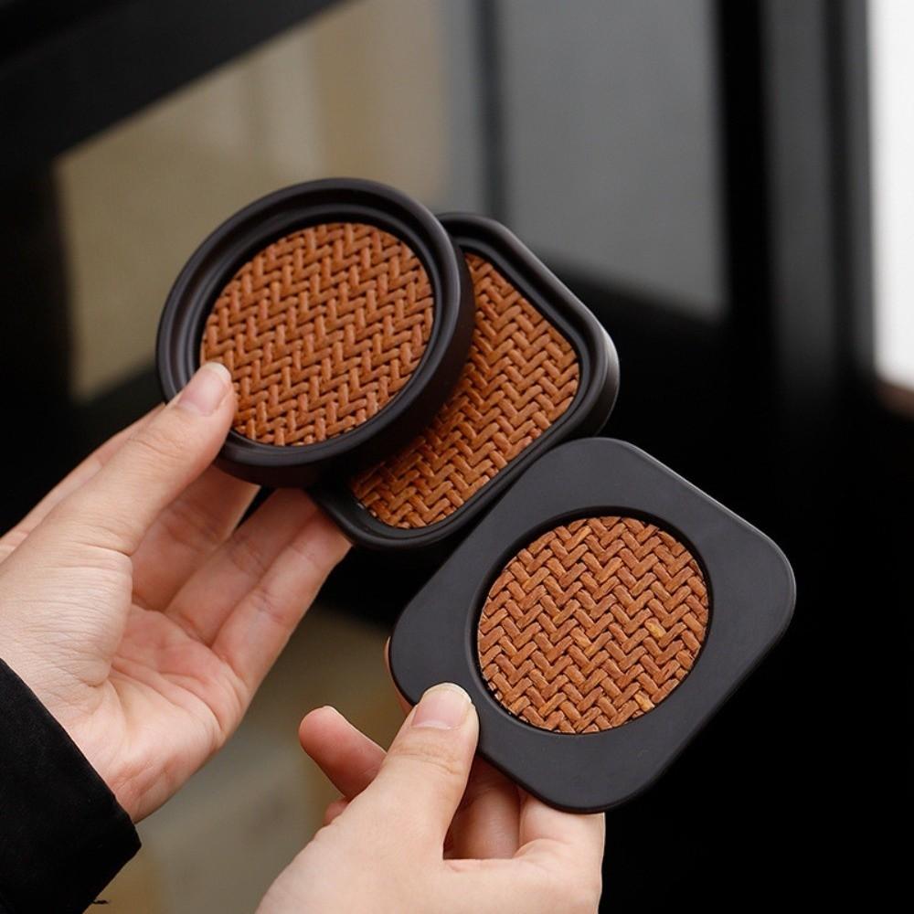 6pcs Chinese Style Rattan Tea Coaster Set Anti-scalding Tea Cup Holder  Tea Ceremony