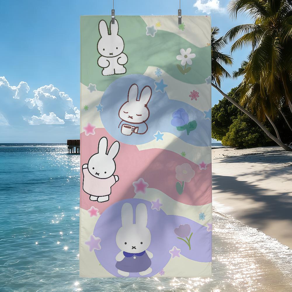 Мультяшное полотенце M-Miffy Быстросохнущие пляжные полотенца Подходят для бассейнов, кемпинга, йоги и спортзала