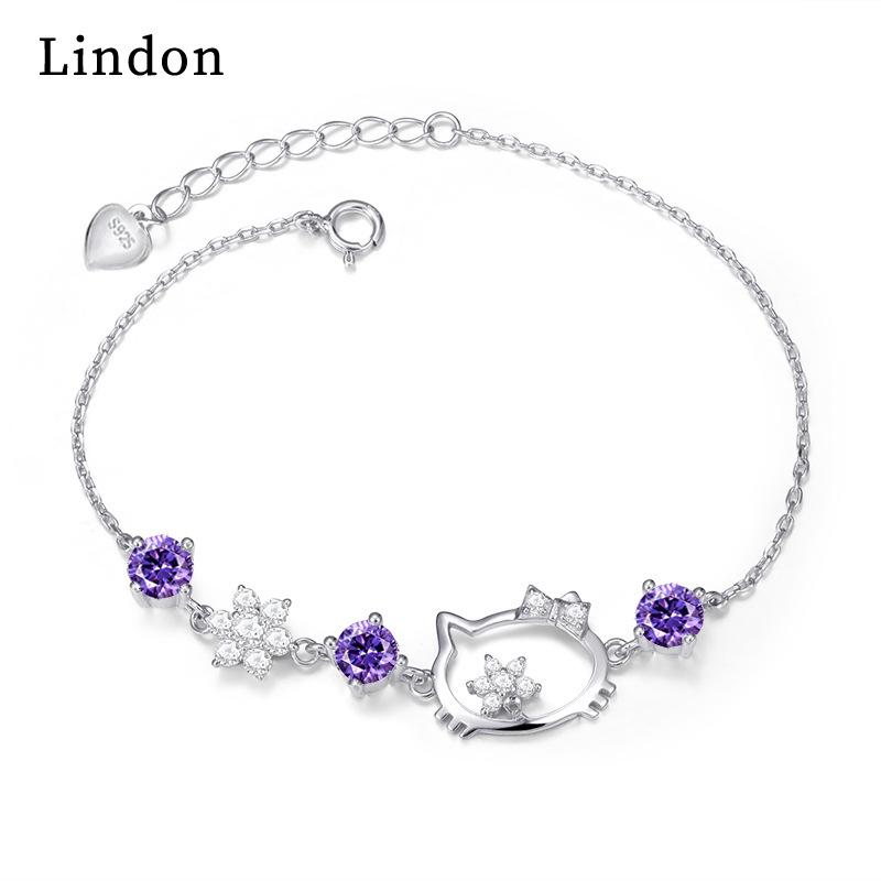 Женский браслет-цепочка Lindon серебряного цвета с кристаллами