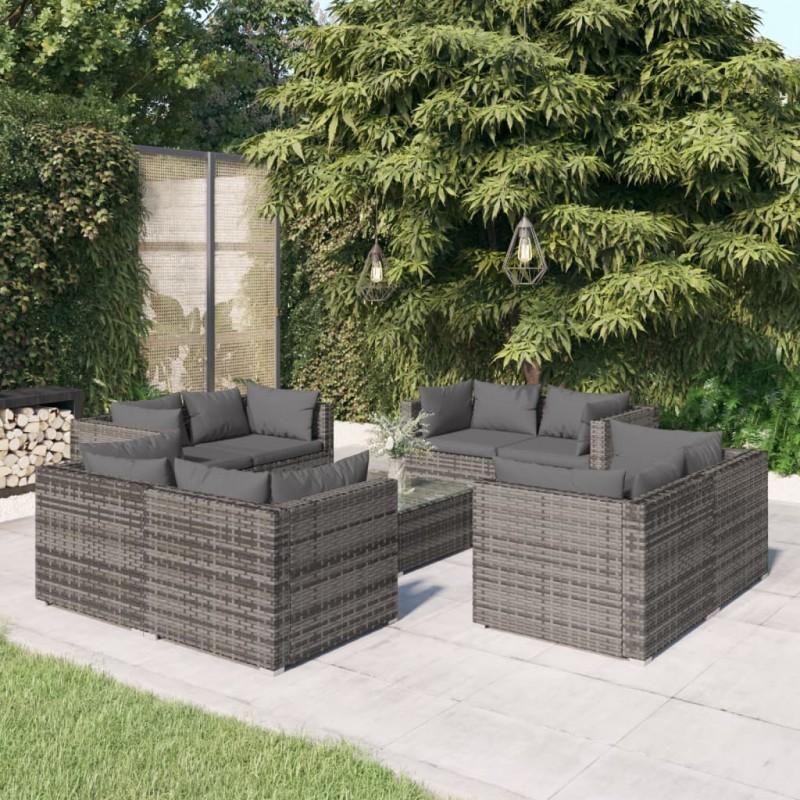 Day and Night - Day and Night Garden Furniture Set 9 Pieces and Gray Synthetic Rattan Cushions