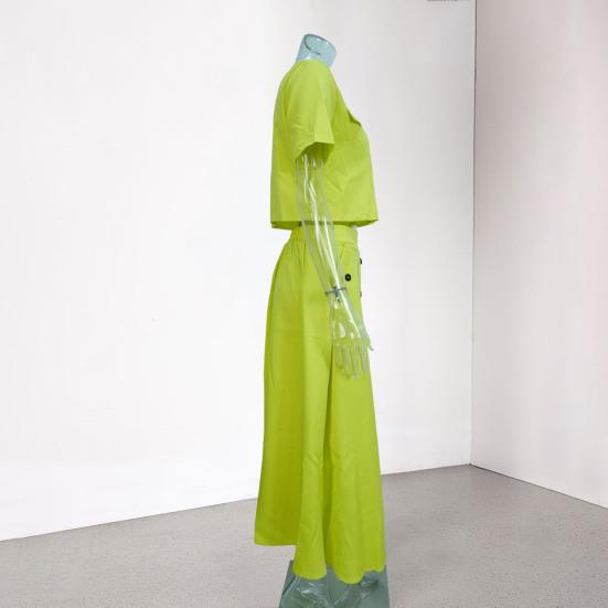 Женская рубашка и юбка, однотонная блузка с круглым вырезом, застегивающаяся на пуговицы, юбка с карманами, летний наряд для офиса, деловых мероприятий