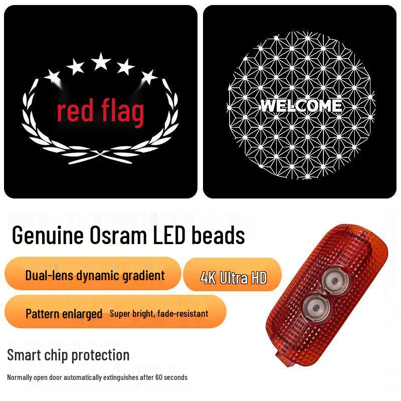 Динамическая подсветка приветствия для автомобилей Hongqi H5/H6/H7 2023-2025 гг., проекция на дверь автомобиля, внутренняя отделка