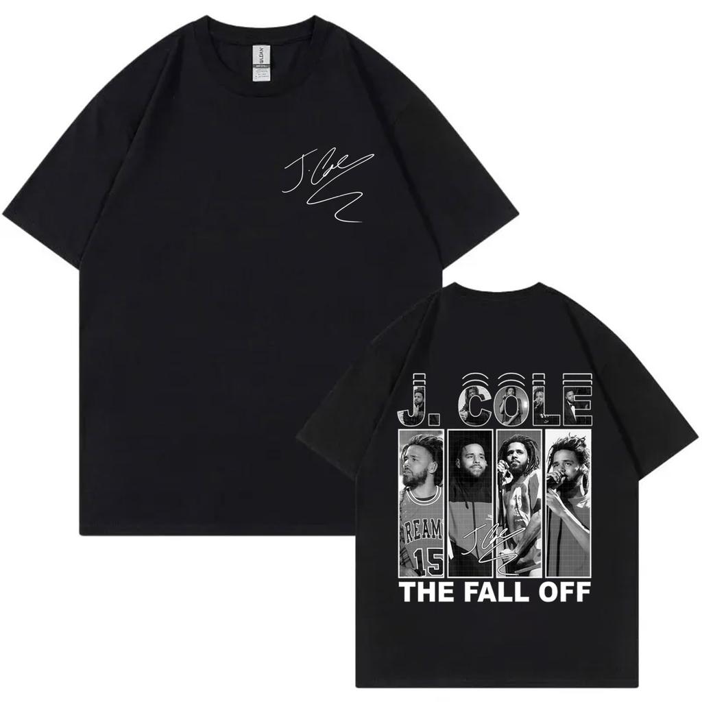 Рэпер J Cole The Fall Off Tour 2026 Графические футболки Мужские Хип-хоп Винтажные Футболки с коротким рукавом Повседневная Мода Свободная Футболка