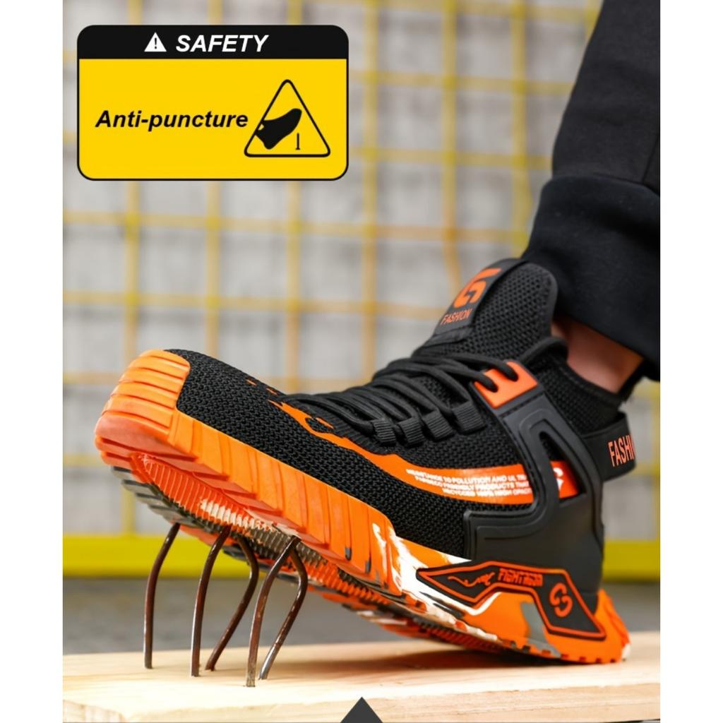 Мужская и женская модная защитная рабочая обувь, противоударный, удобный, дышащий тканевый верх, повседневная защита носка из стали на все времена года