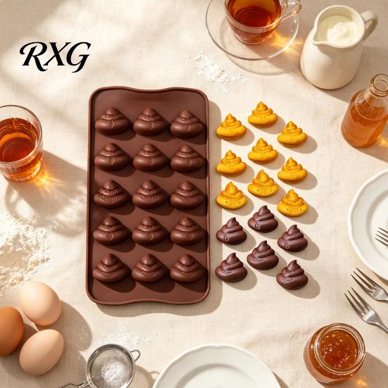 Small Pendant Casting Mold Funny Poop Chocolate Mold, 15 Cavity Silicone Baking Tray, Non-stick Heat Resistant Dessert for Candy Fondant Jelly