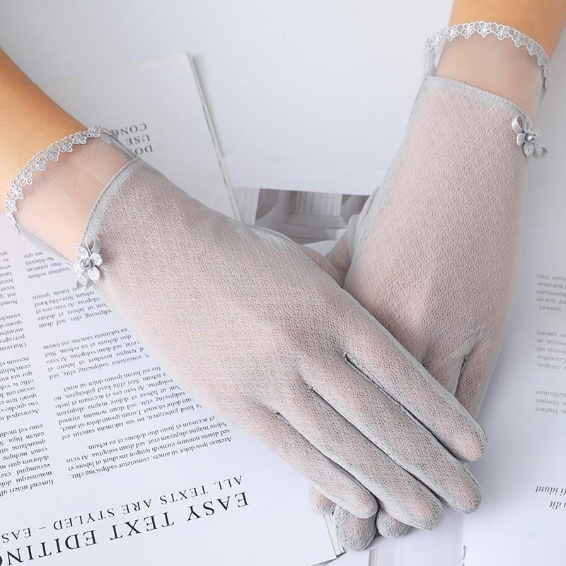 Женские перчатки для защиты от солнца Весенние и летние тонкие кружевные перчатки с сенсорным экраном Водительские дышащие уличные солнцезащитные велосипедные перчатки