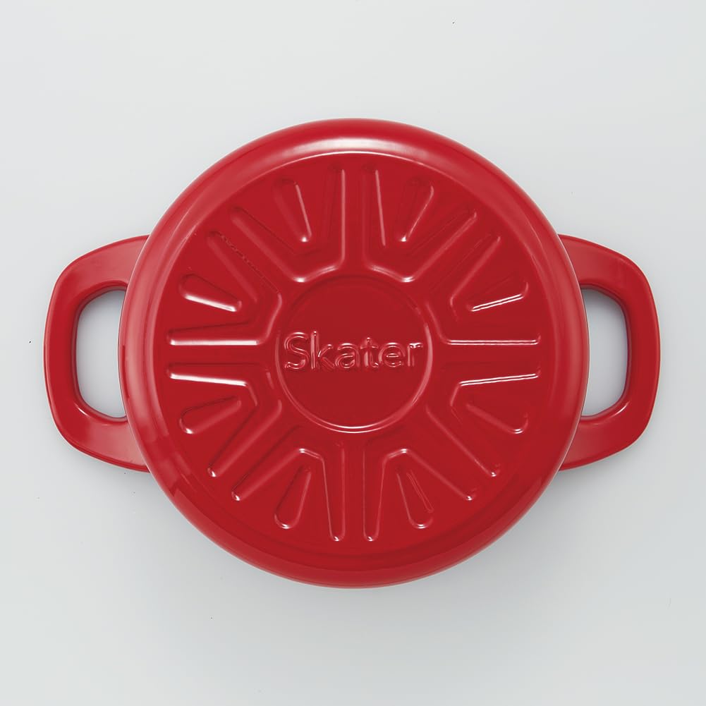 Кокотница Skater IH, совместимая с паприкой, 20 см, кастрюля, двуручная, для готовки, чугунная, эмалированная, красная, INCT20N-A