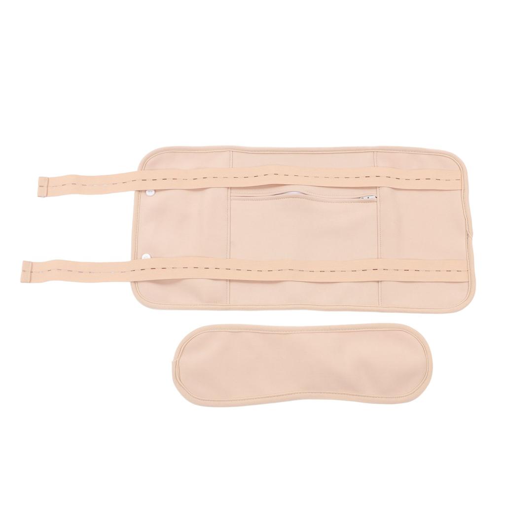Castor Oil Pack Adjust Strap Double Layers Reusable Washable Castor Oil Wrap for Waist Neck Khaki