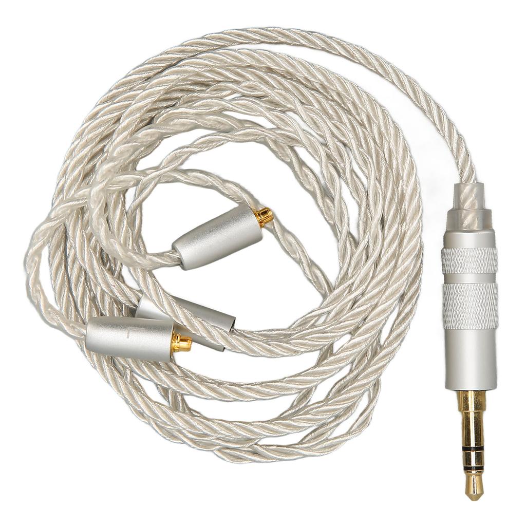 Replacement Earphone Cable Silver Plated Copper HiFi 4 Core MMCX To 3.5mm Sound Jack 3.9ft Upgrade