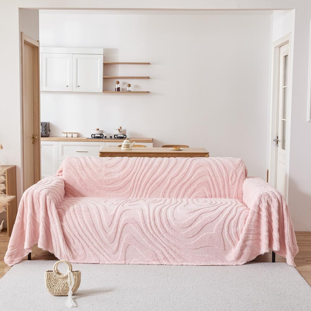 Thicken Tuffed Fleece Geometric Lines Jacquard Warm Sofa Towel Universal Fluffy Blanket for Living Room Couch Bedding Room