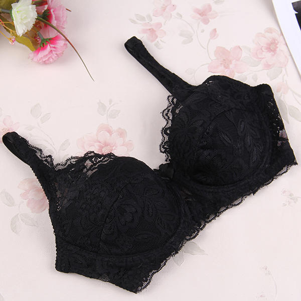32-40B Women Padded Up Underwear Sexy Embroidery Lace Brassiere Bra
