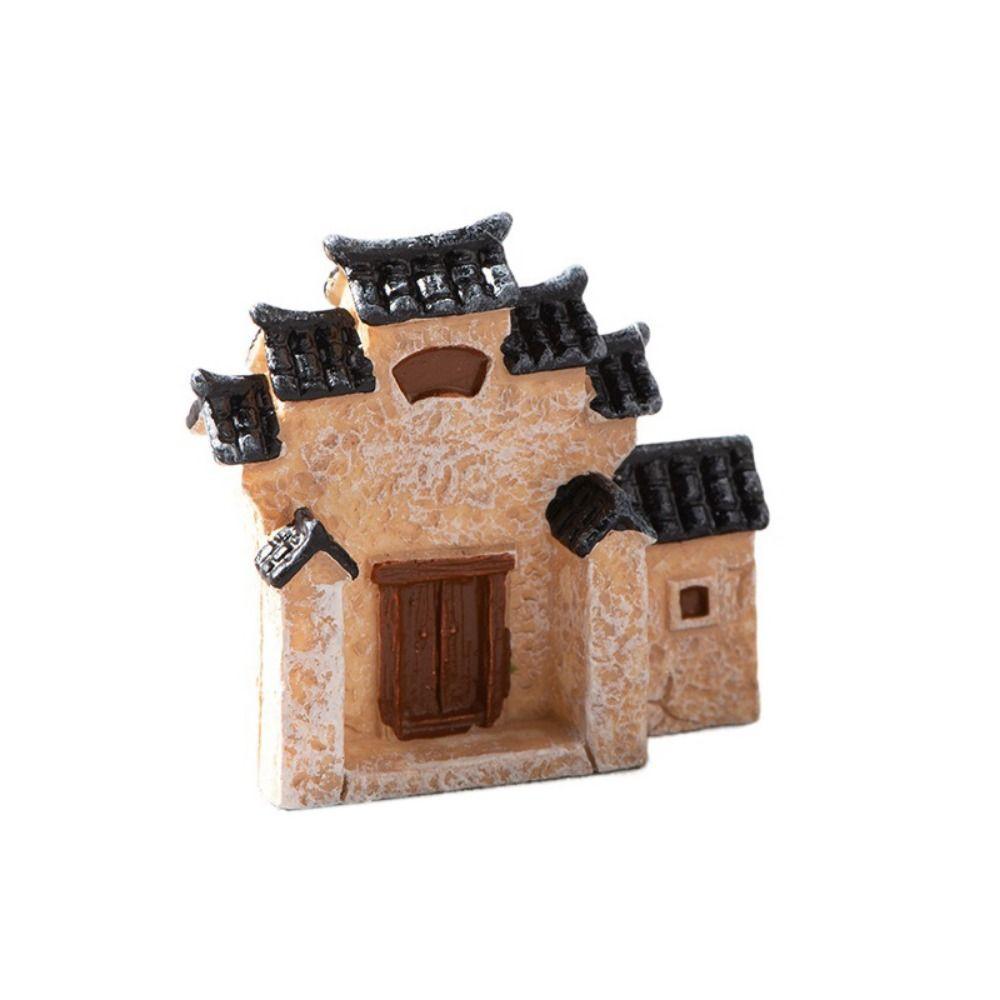 Креативный декоративный мини-домик из смолы в китайском стиле, ретро, миниатюрные старые городские ворота, смола, бонсай, ландшафтный дизайн, сказочный сад