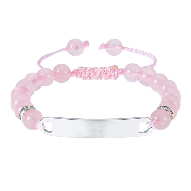 MECYLIFE Natural Stone Bracelet Braided Beaded Bracelets Custom Engrave Stainless Steel Bar Child Bracelet