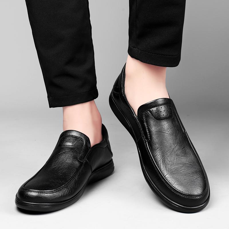2024 Мужская повседневная обувь из натуральной кожи, роскошные брендовые повседневные мужские туфли без шнуровки, черные туфли для вождения