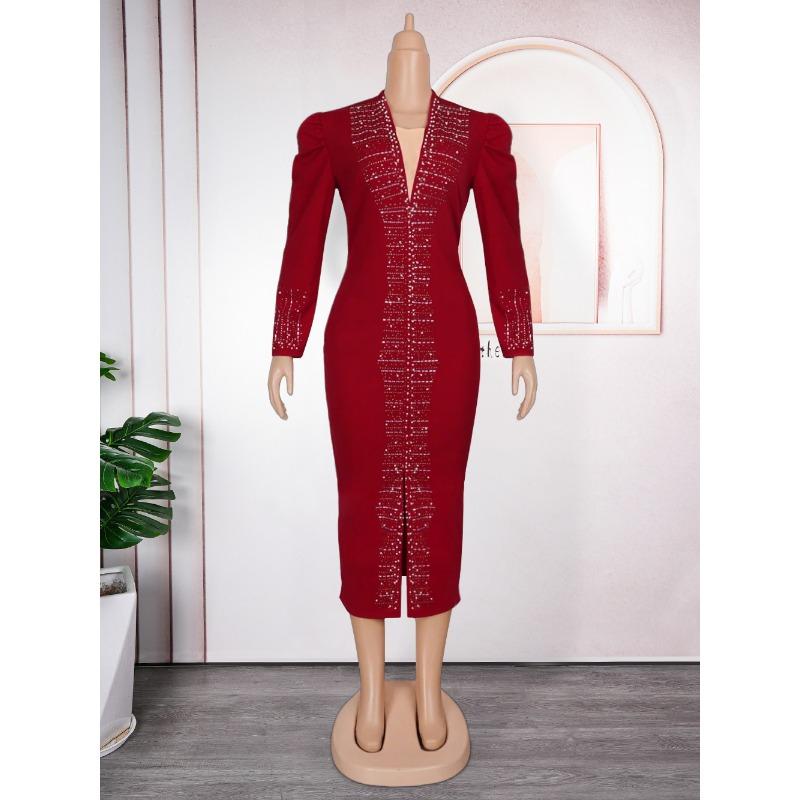 Модное женское платье для поездок на работу больших размеров с гвоздями и бусинами