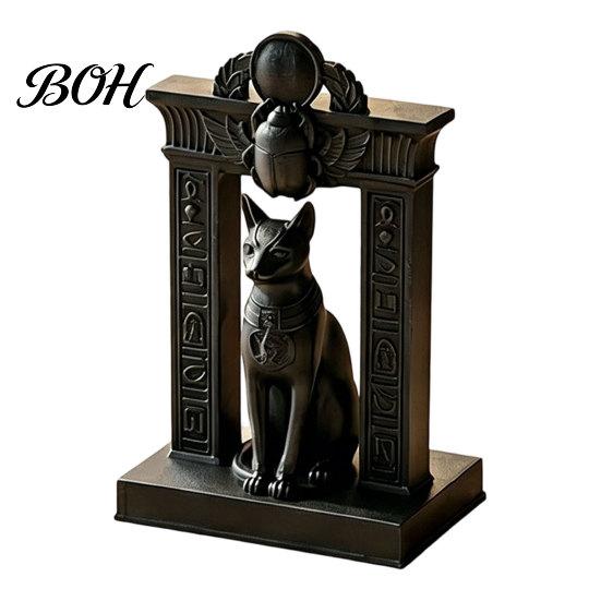 Egyptian Cat Statue Statue, Ancient Egypt Inspired Figurine, 3D Printed Decor Vintage Style Ornament for Home Office Desk, Shelf Art Craft Mythology