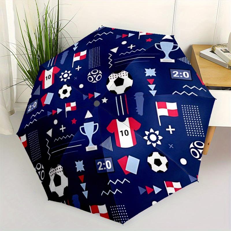 1pc Soccer Sports Automatic Open 8-Rib Windproof Umbrella, Travel & Commuting, Suitable for All Seasons, Lightweight Portable,029