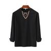 New Men's Loose Solid Color Drawstring Long Sleeve Shirt Cotton Hemp Collar Men's Shirt