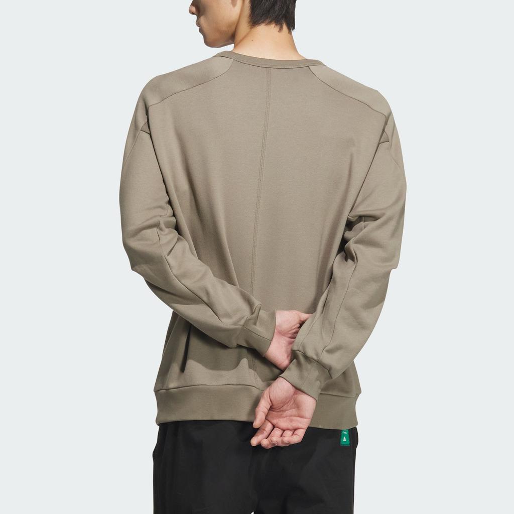 Adidas Wuji Series Silky Sweatshirt Crew Neck Sports Casual Pullover Long Sleeve Hoodie Men Sweatshirt Earth-Brown JI8710