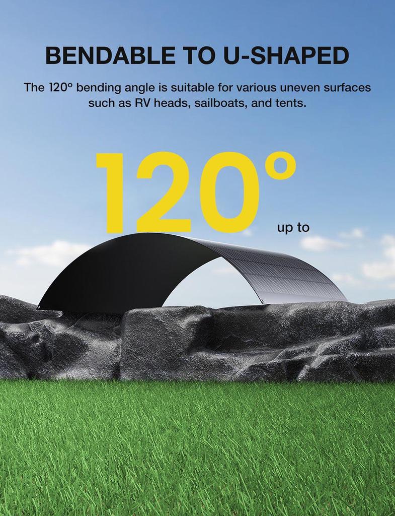 LIONSHEE LS-SP240 240 Вт Гибкая солнечная панель 2 шт., 17,55% Высокая эффективность, Гибкая до 120°, Монокристаллическая солнечная ячейка 182x83 мм