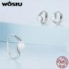 WOSTU 925 Sterling Silver Pearl Rings with Zircon Hoop Earrings For Women Vintage Style Drop Dangle Earring Wedding Jewelry Gift