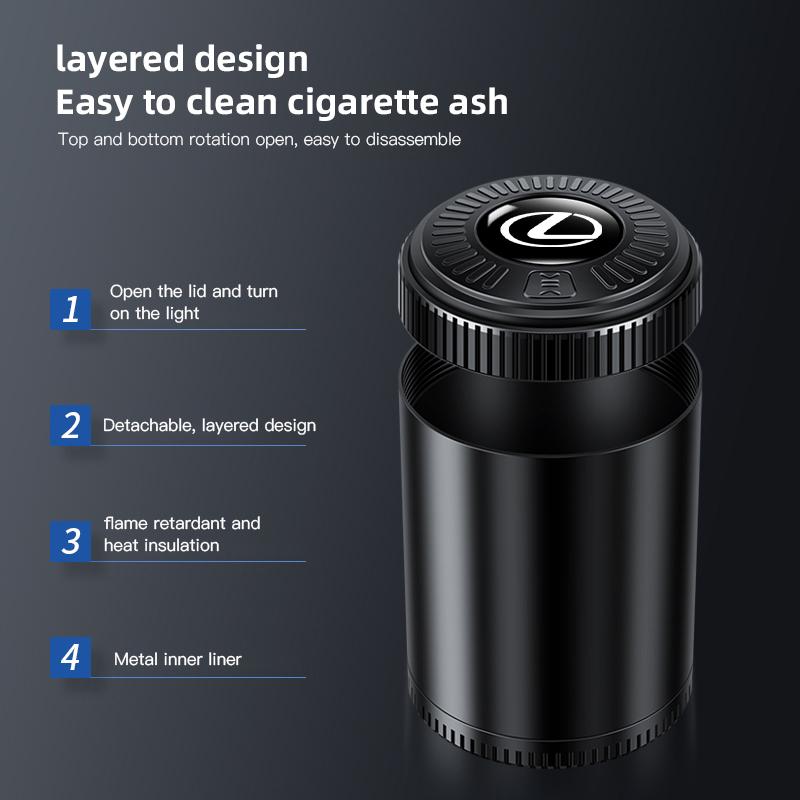 CCBZG1 Interior Stickers Car Ashtray LED Noctilucent Cigarette Butt Trash Box Accessories For Lexus F SPORT GS GX IS LS LX CT LC RC LBX