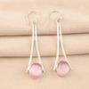 Редкий розовый камень кошачий глаз 925 стерлинговое серебро ювелирные изделия ручной работы серьги 2.63" EE-136-40