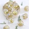 Exquisite Transparent Hand-Painted PET Christmas Ornament Set, 8cm, 9-Piece Holiday Decorations