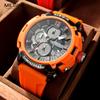 Red Watch Men Military Sport Silicone Strap Chronograph Quartz Wristwatch with Luminous Hands Date 3atm Waterproof Orange
