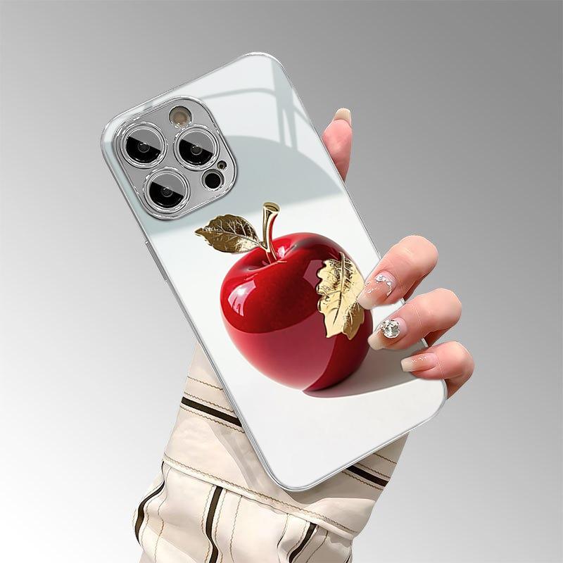 Красный Для Apple Золотой Лист Стереоскопический Закаленный Стеклянный Чехол Для Телефона Для iPhone 18 17 16 Pro Max 15 14 13 12 11 Pro 17Air 16E Чехол