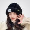 Шерстяная шапка для осени и зимы, женская универсальная вязаная сумка, гарнитура, подчеркивающая лицо, маленькая теплая белая плюшевая холодная шапка, большой обхват головы