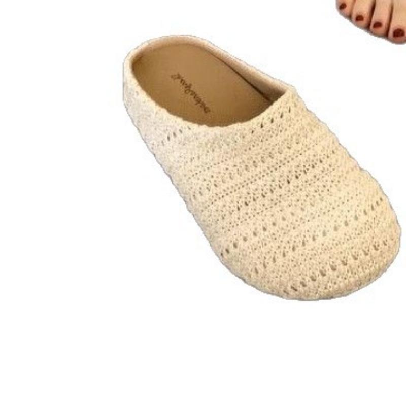 Вязаная сетчатая дышащая сумка-голова, полушлепанцы, женская обувь на плоской подошве, летние новые ленивые сандалии