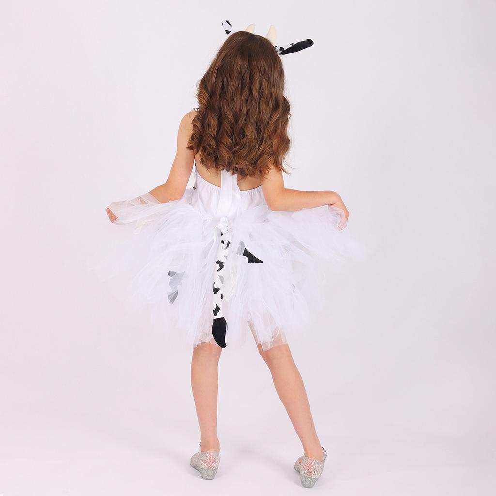 Baby Girls Halloween Cosplay Costume Kids Forest Theme Giraffe Cows Tiger Print Tutu Dress Party