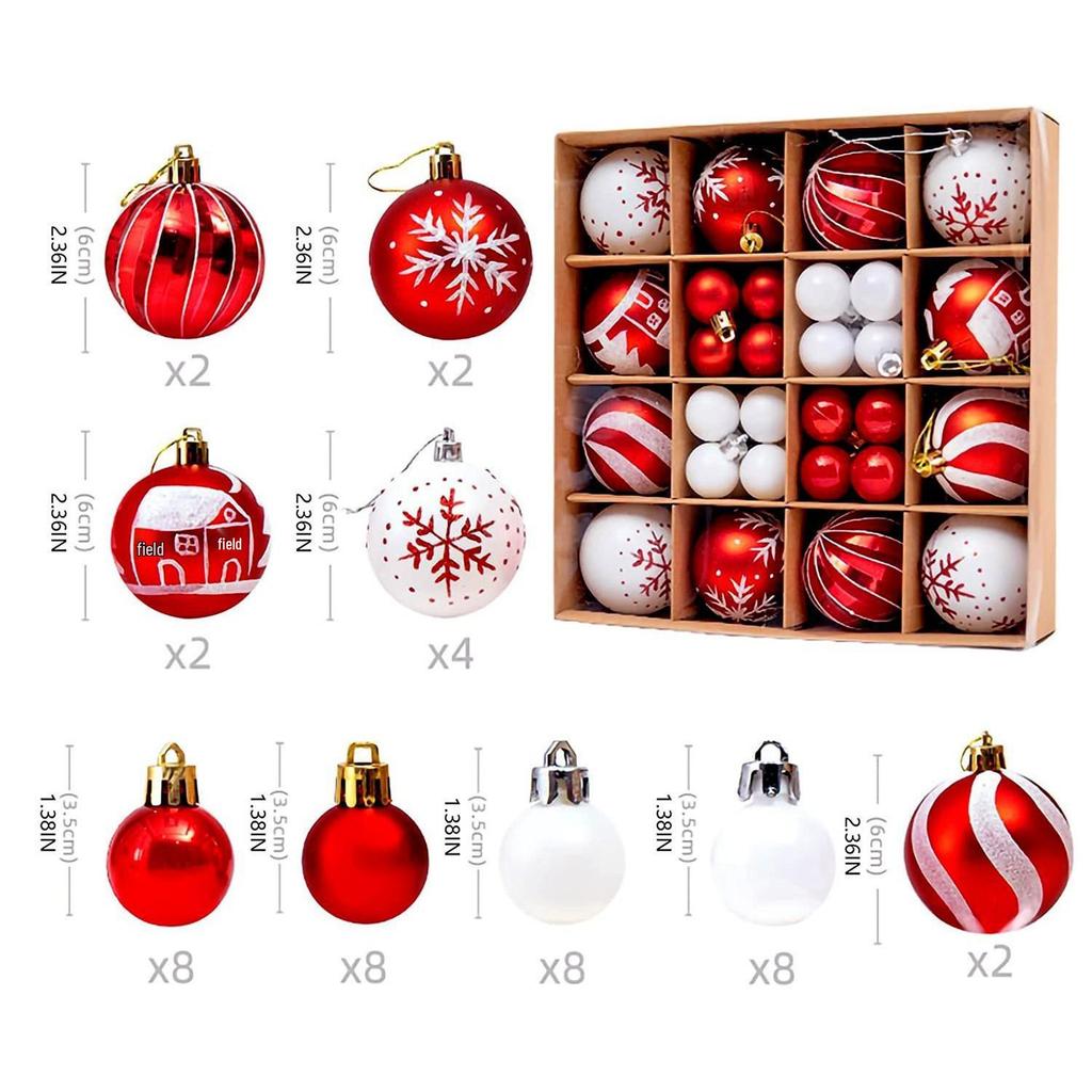 44-Piece Christmas Tree Decoration Set: 6cm Colorful PVC Hanging Balls