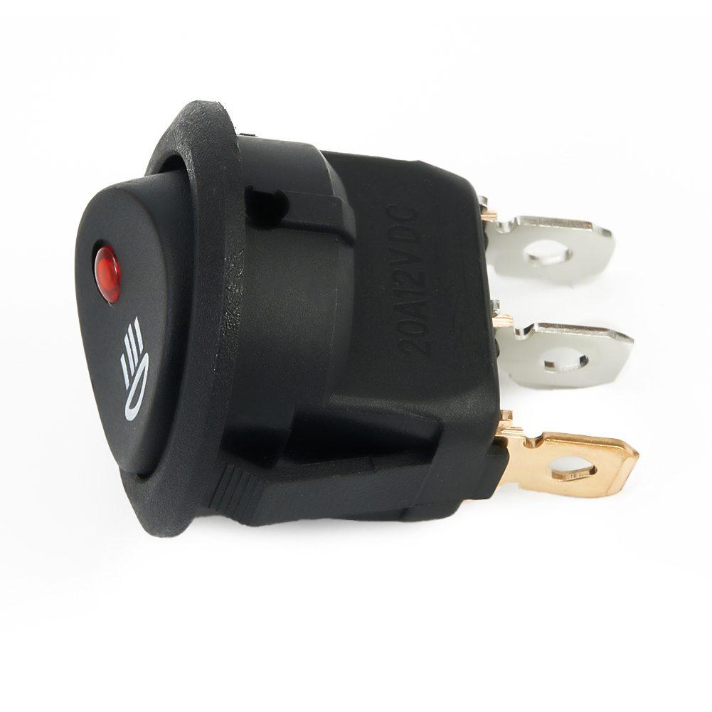 5/10 шт. Автомобильный тумблер включения/выключения, круглый, 12 В, 20 А, красный светодиод, противотуманная фара, символ, 3 контакта, автомобиль, фургон, грузовик, лодка, аксессуары, запчасти