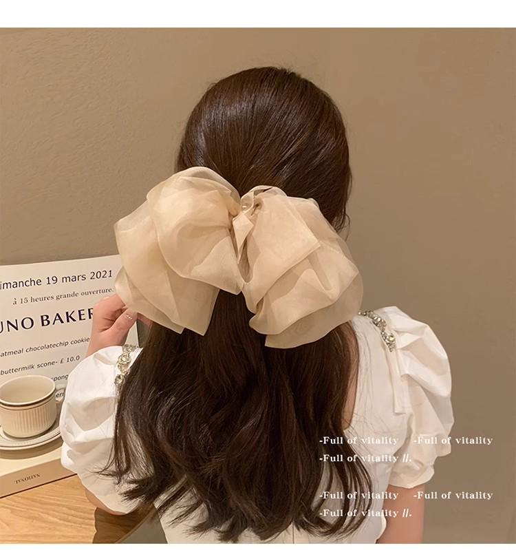 Большая шелковая заколка-бантик - корейский конский хвост и аксессуар для верхней заколки