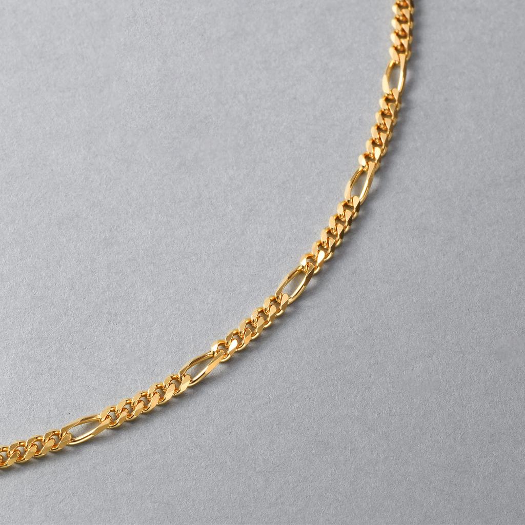K18 18K Gold Figaro Chain Anklet Width Selectable Size Pull Ring Unisex Chain Size 24cm [Speranza] 2.1mm