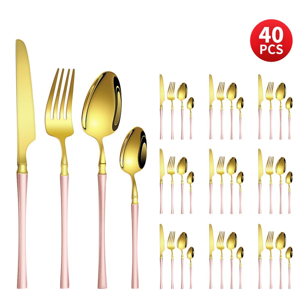 Нержавеющая сталь с небольшой талией, нож для западной еды/стейка, вилка и ложка, десертная ложка, столовые приборы, набор из 24 предметов, подарочный набор