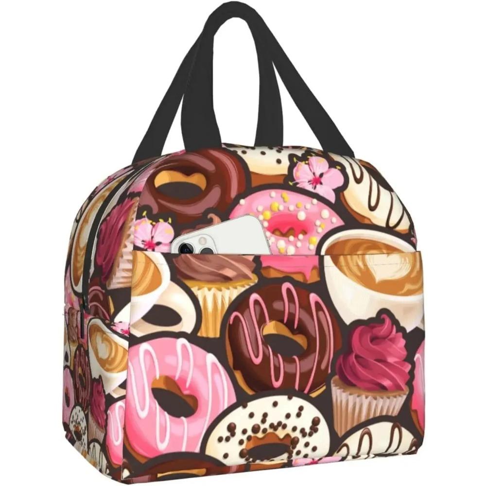 Сладкая Каваи Пончик Сумка для Ланча Путешествия Работа Бенто Многоразовая Сумка-Тоут Пикник Ланч-Боксы Изолированный Контейнер Сумки для Женщин Мужчин Мальчиков Девочек