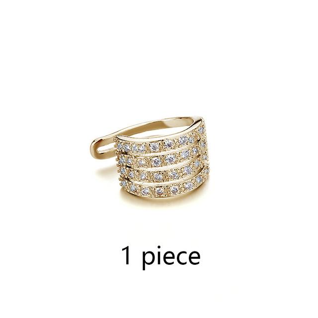 ANENJERY Геометрические многослойные цирконовые волнистые серьги-клипсы для женщин, крутые клипсы-крючки без ушных отверстий, вечерние ювелирные изделия, манжеты для ушей