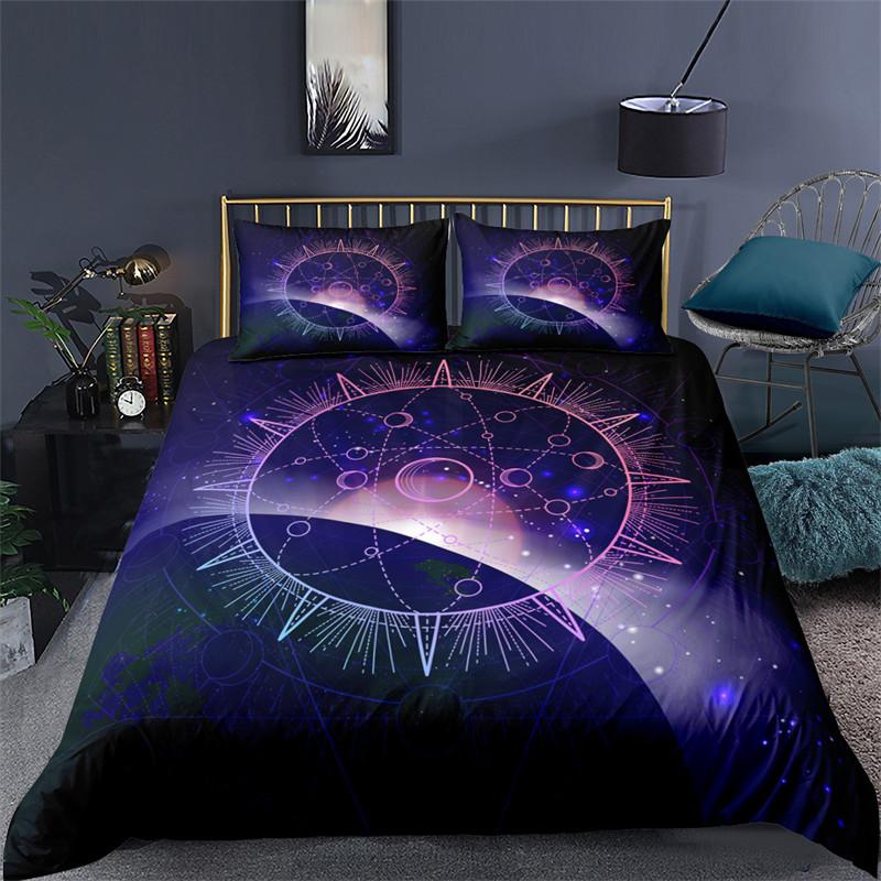 Soft Bohemian Chic Colorful Mandala Bedding Set Microfiber Galaxy Print Duvet Cover With Zipper Closure Pillow Case Home Textile