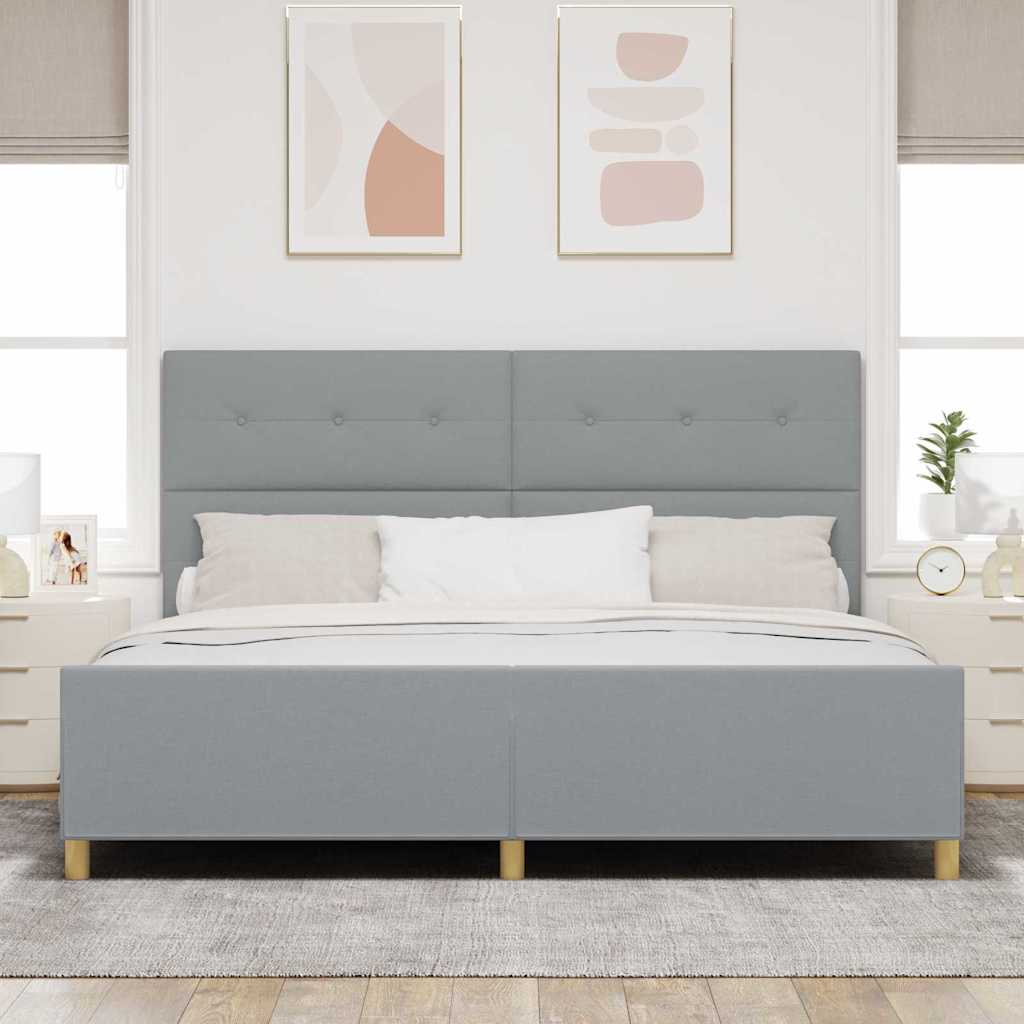 Bed Frame with Headboard Light Gray 200 x 200 cm Fabric