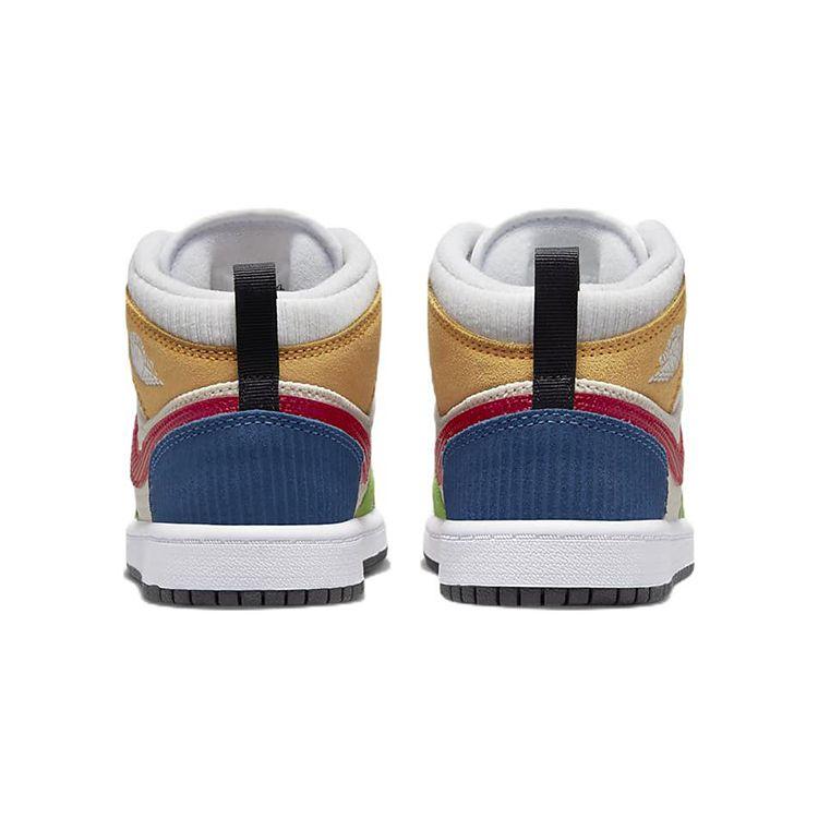 Air Jordan 1 Mid SE PS Messy Room Kids Sneakers Multi-Color White Black DR6958-100