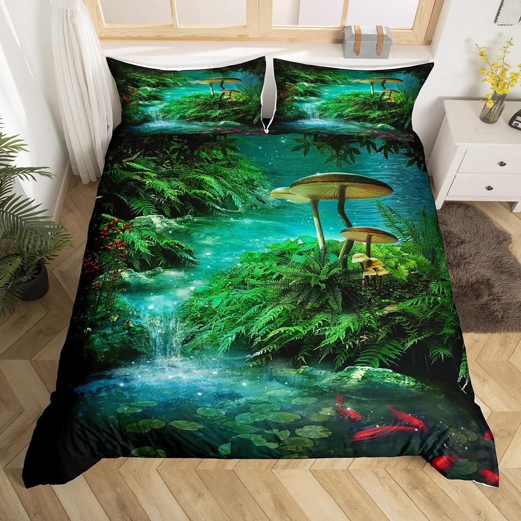 Пододеяльник с грибом, сказочным лесом, волшебным лилипутом, мультяшным грибом, растением, комплект постельного белья, Фэнтезийный сад, полиэстер, пододеяльник