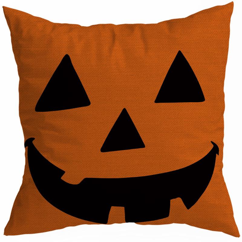 New Style 45x45cm Halloween Cushion Cover Linen Pillowcase Pumpkin Grimace Print Festival Party Decorative Pillow Covers, 1PC