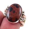 Natural Mahogany Obsidian Gemstone 925 Sterling Silver Two Tone Ring Size 8 Q4B18