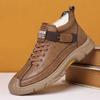 Новые мужские кожаные ботильоны, осенняя мода, повседневная кожаная обувь, классные зимние плюшевые ботинки для отдыха на открытом воздухе