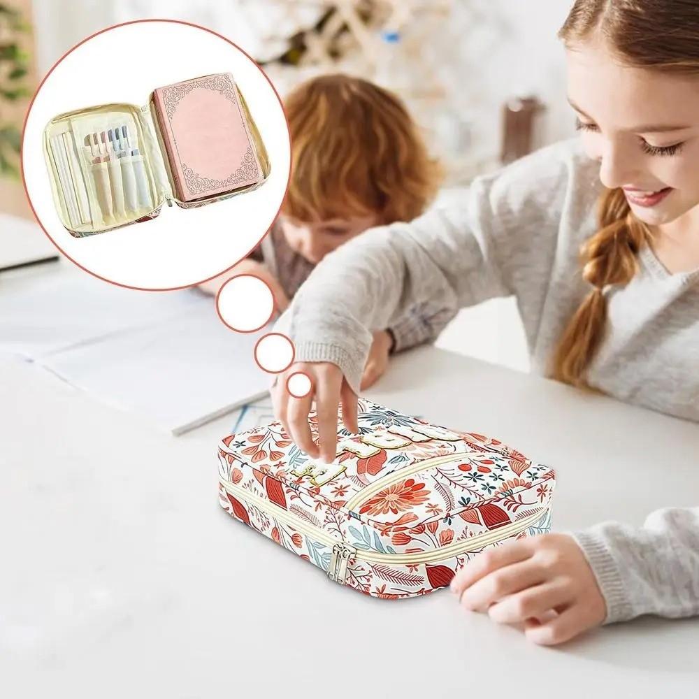 Large-capacity Book Storage Bag Flora Floral Study Bag Stationery Storage Organizer Student
